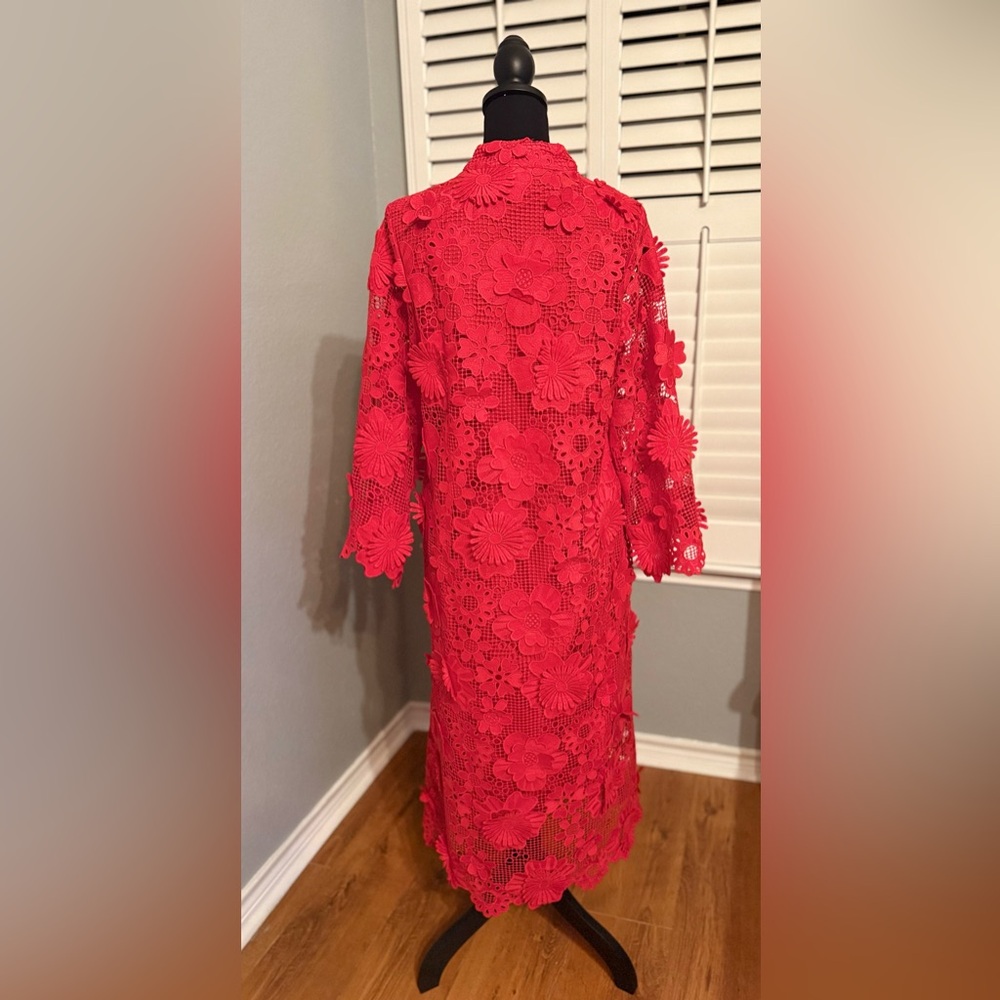 NWT J. Marie Seraphina Red Floral Lace Midi Dress - Picture 2 of 4